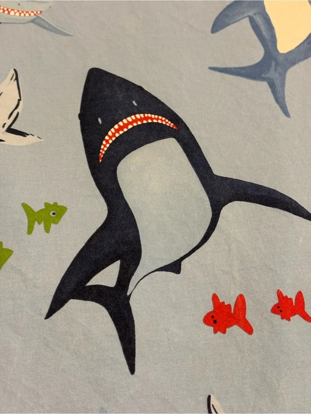 Pottery Barn Kids Shark Bite Duvet Cover Queen Full Light Blue Ocean School Fish